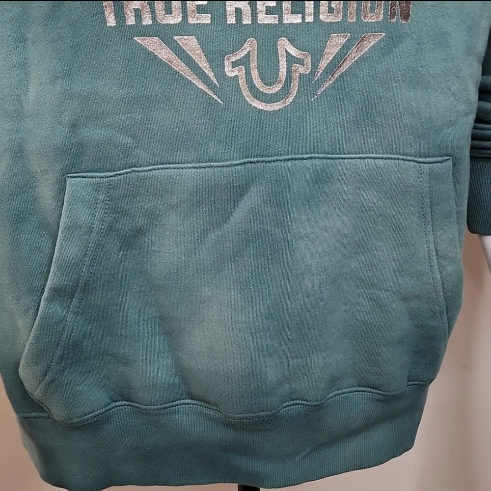 TRUE RELIGION GREEN SWEATSHIRT EITH SILVER LOGO, UNISEX